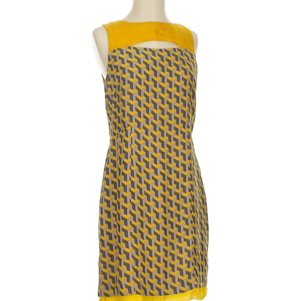 Rag & Bone Yellow and Gray Geometric Mini Dress